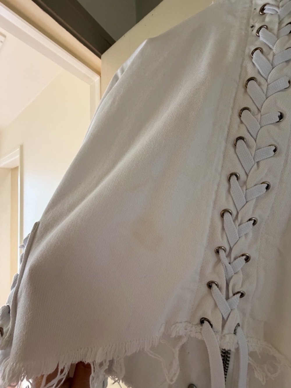 Distressed White Jean Jacket - Picture 3 of 5